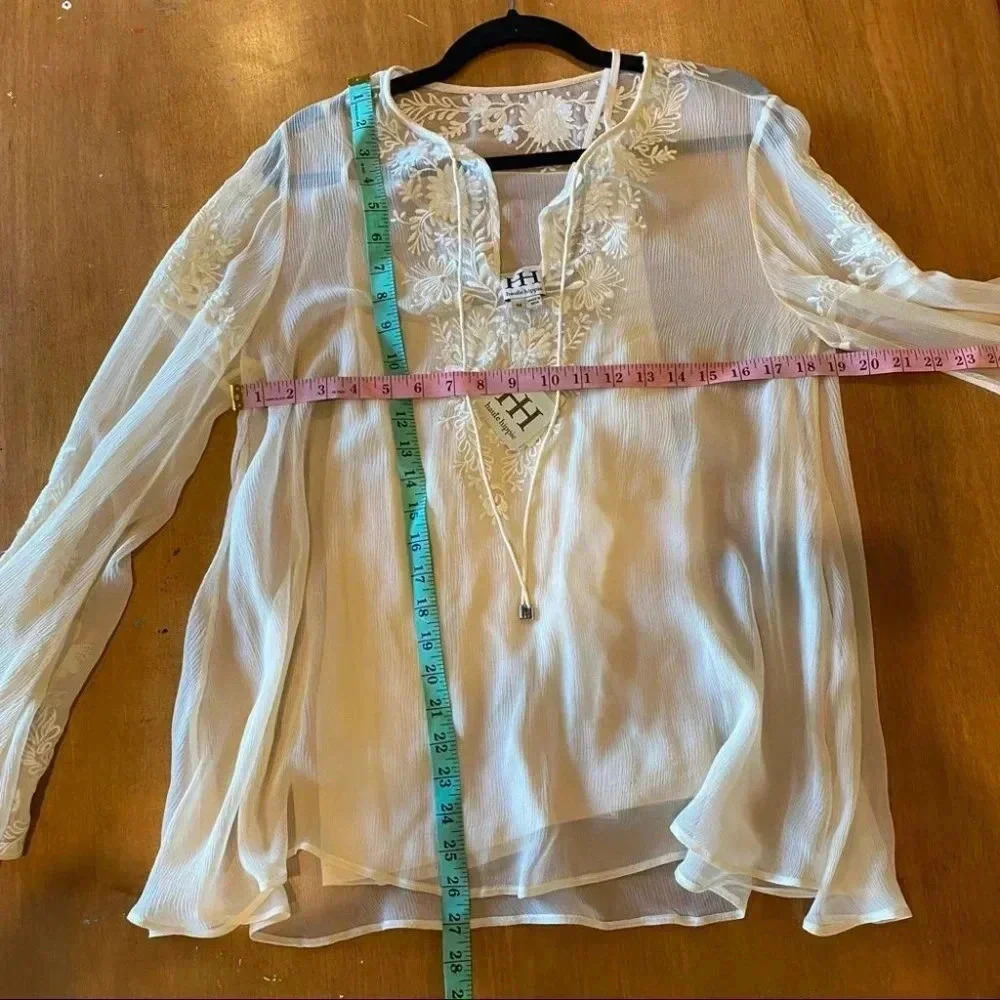Haute Hippie Floral Peasant Blouse Antique Ivory - Picture 11 of 11